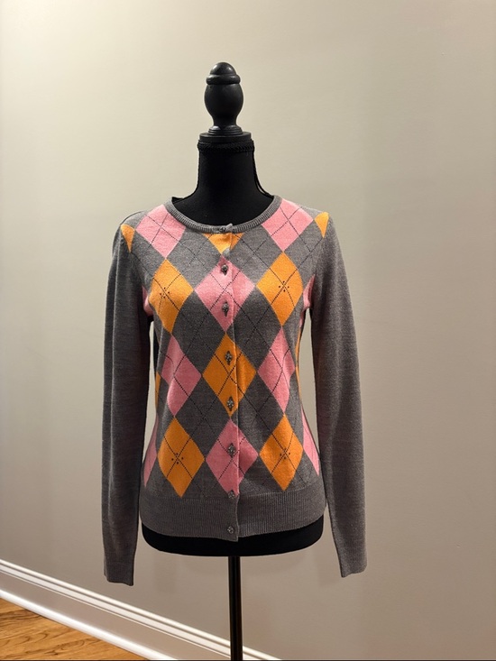 New York & Company Sweaters - New York & Company Argyle Cardigan in Gray, Pink, and Orange